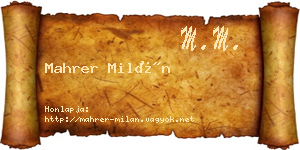 Mahrer Milán névjegykártya